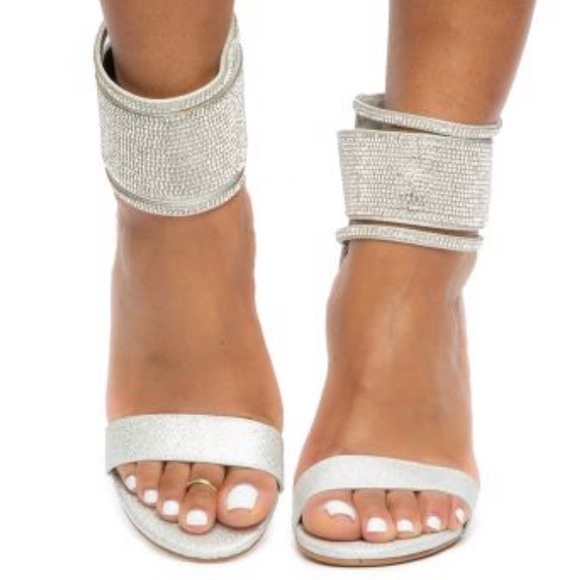SOPHIA | GLAM RHINESTONE ANKLE CUFF HEELS - Picture 2 of 5